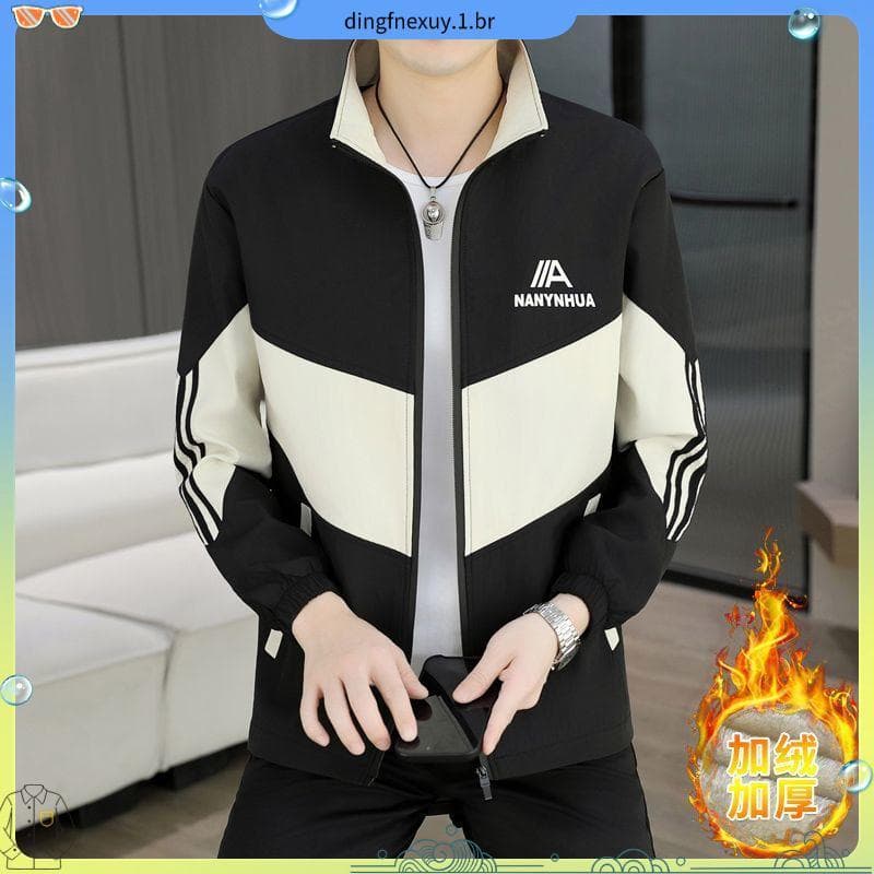2025 inverno jaqueta masculina forro de lã gola jaqueta Casual simples engrossado topo fino-ajuste na moda jaqueta mascu