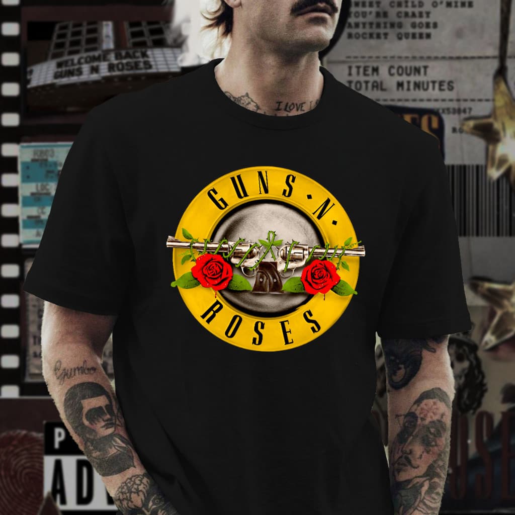 Camisa Camiseta Guns N Roses Logo Banda de Rock Unissex 100% Algodão