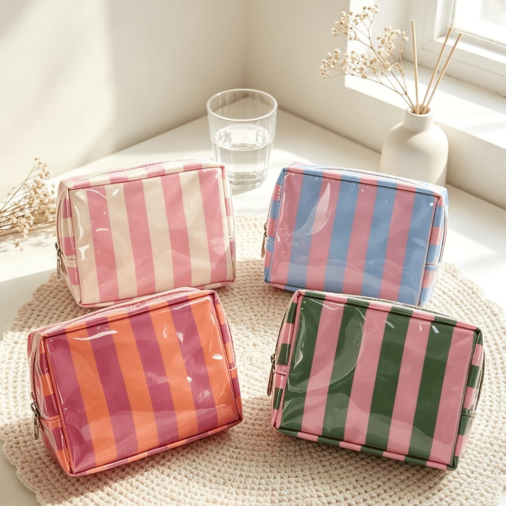 Bolsa de armazenamento mini listrada, bolsa pequena multiuso, bolsa para batom/porta-moedas/bolsa de maquiagem portátil,