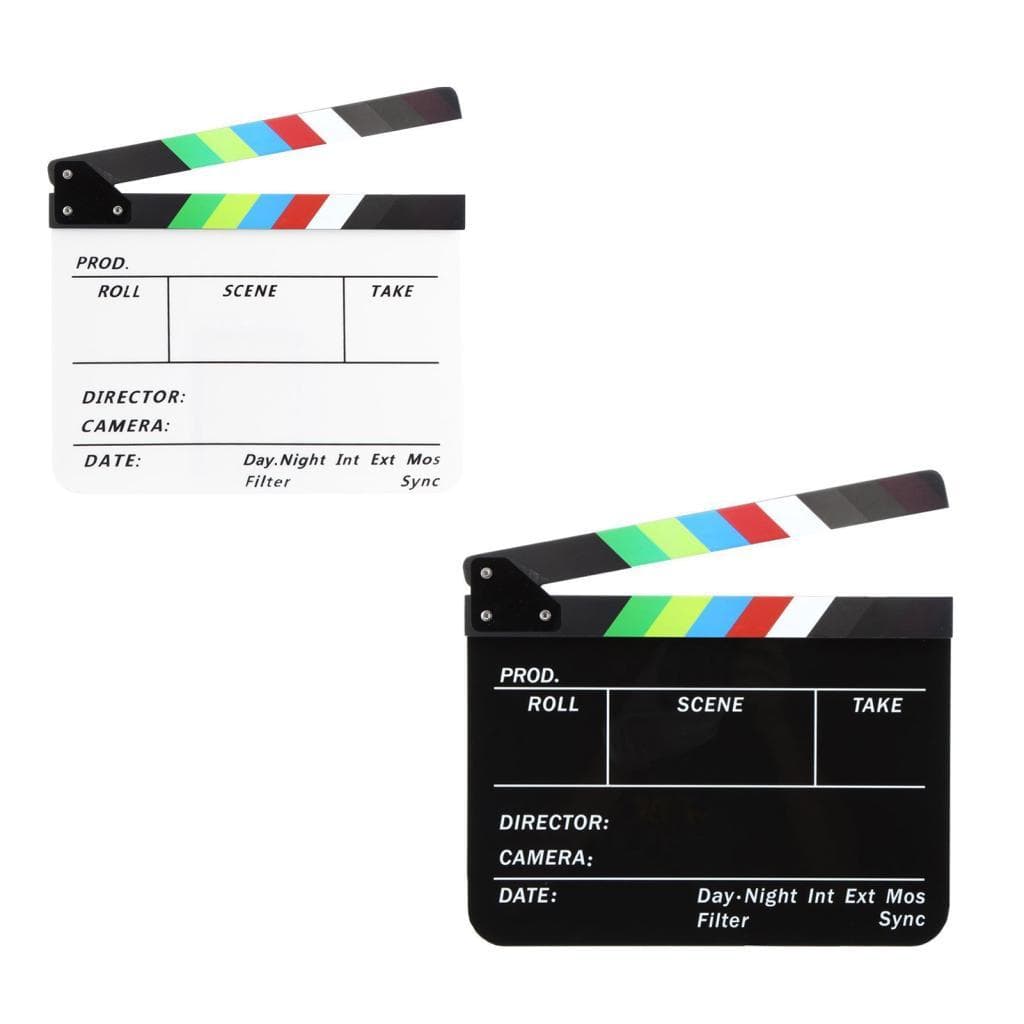 Claquete de suporte fotográfico de filme acrílico durável Sunydog com barras coloridas para produção de filmes