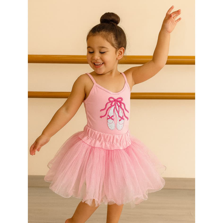 Conjunto collant sapatilhas com saia tutu glitter Shopee