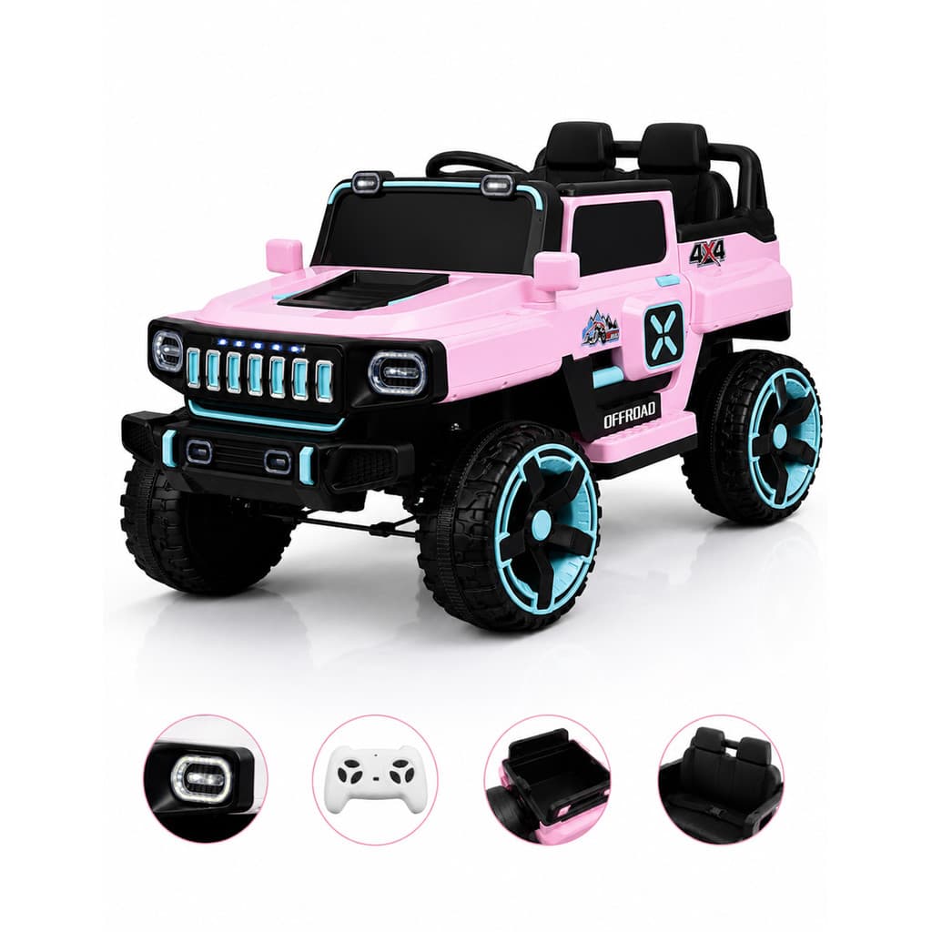 CARRO ELETRICO COM CONTROLE REMOTO 2 LUGARES OFF ROAD 12V7.AH ROSA