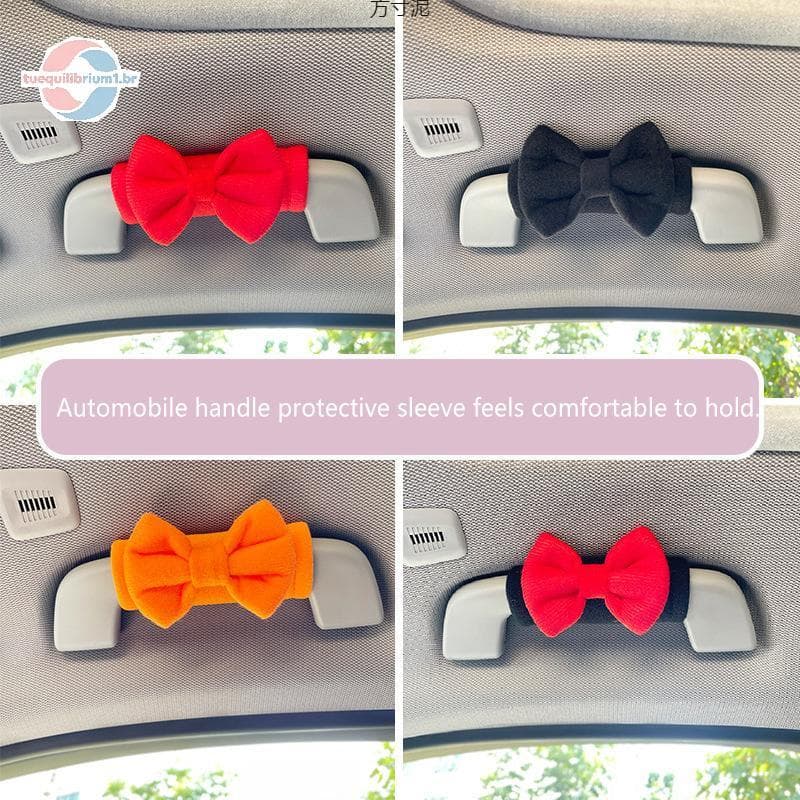 tue 1PC Capas De Apoio De Braço Do Teto Carro Camurça Macia Capa Protetora Alça Auto Interior Bonito Gravata Borboleta A