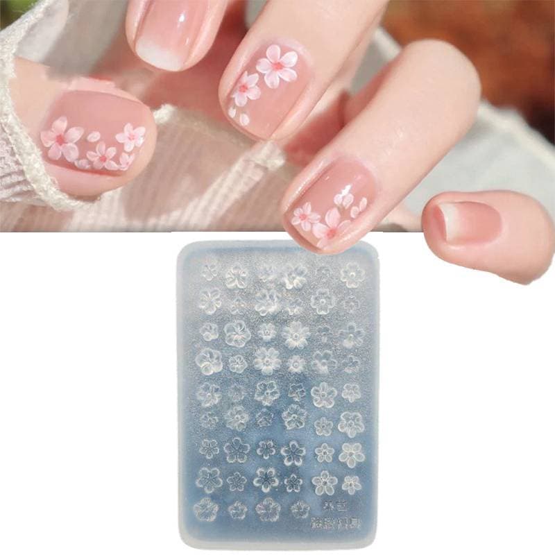 Bsbl 1 Pçs Silicone Molde Da Arte Do Prego Flor Estilo Francês Flores De Cinco Pétalas 3D Alívio Modelo Decorações Ferra