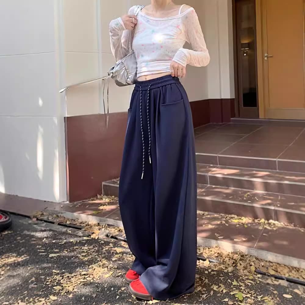 Estilo preguiçoso mais veludo calças de perna larga feminina primavera outono novo estilo engrossado cintura alta solta