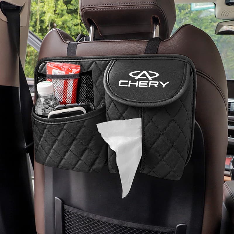 Bolsa Organizadora Suspensa para Encosto de Banco de Carro com Suporte para Copo e Lenços para Chery Tiggo 8 Arrizo 5 Pr