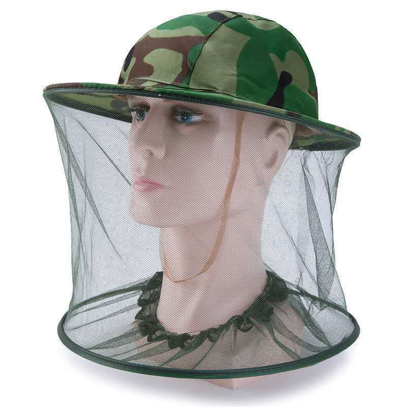 Chapéu Anti-Mosquito Estilo Xale Camuflagem Malha De Fechamento Elástico Mascarado Acampamento Pesca Protetor Solar Inse
