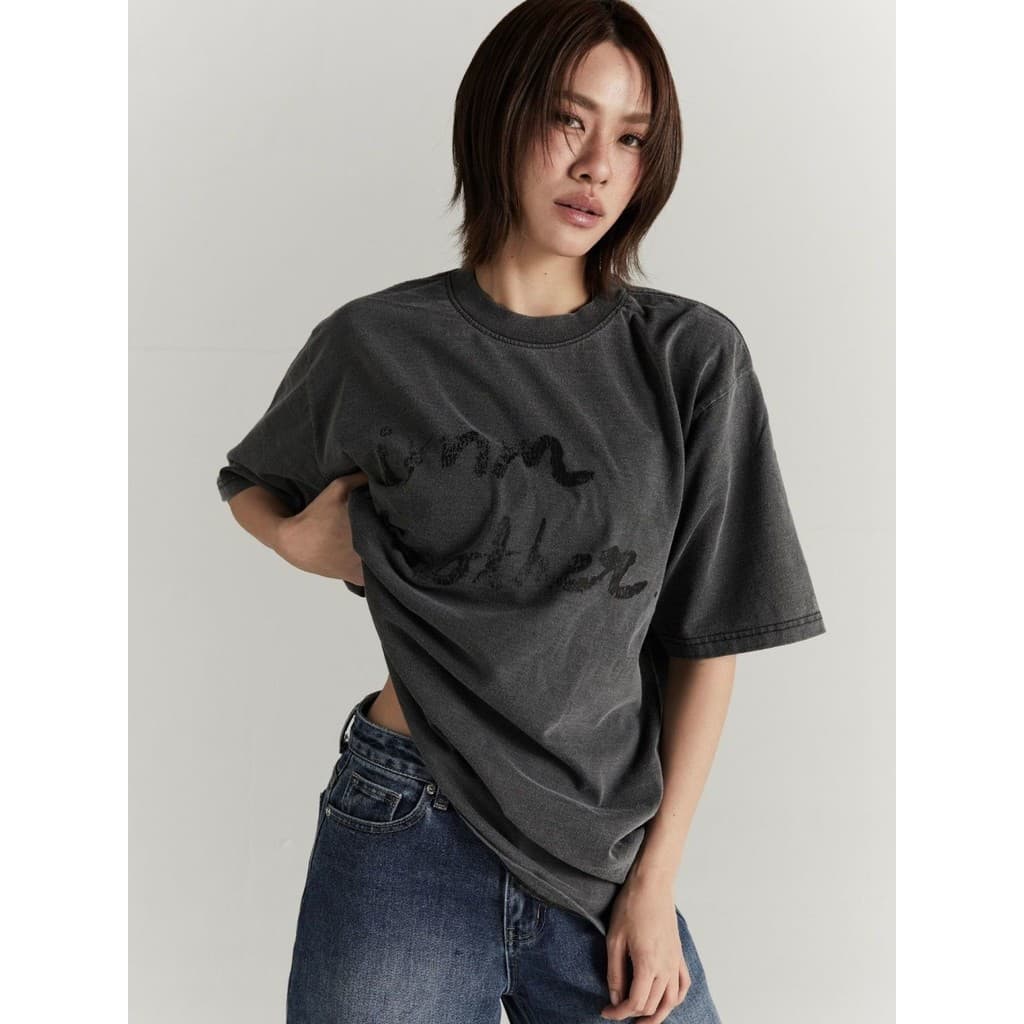 Taixing emianily Zhu Mingyi Roupas Marca de Estúdio Individual Lavado Velho Top de Manga Curta 8.7