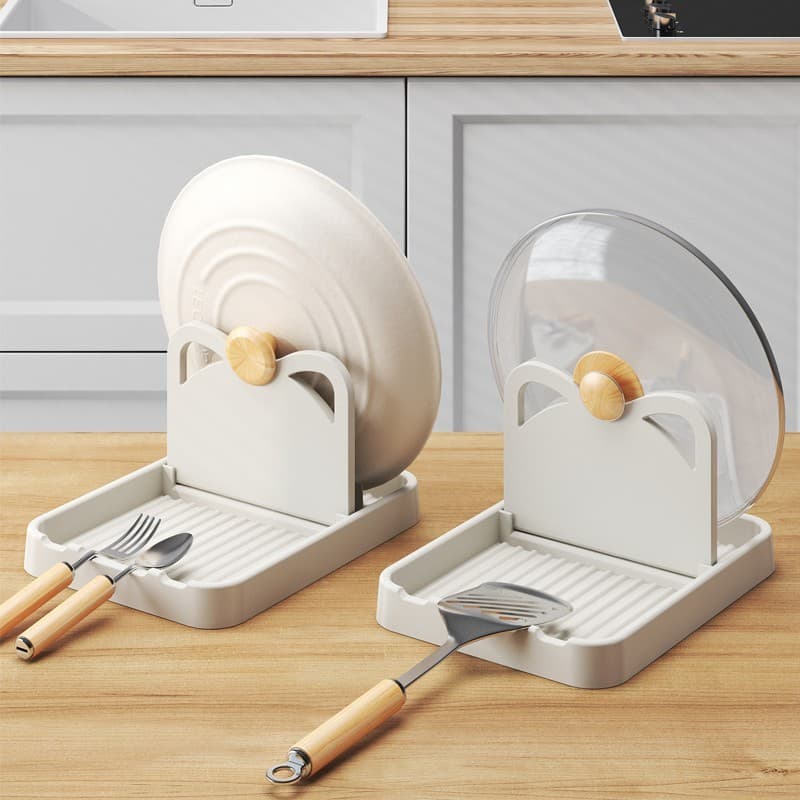 Cozinha doméstica pote tampa rack bancada multifuncional Vertical dobrável fixado na parede colher rack de armazenamento