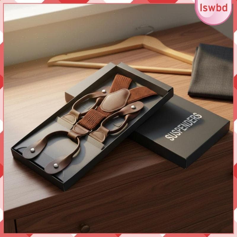 [Lswbd] Suspensórios Masculinos Alça Elástica Ajustável Vintage Botão Suspender Cinto Formal