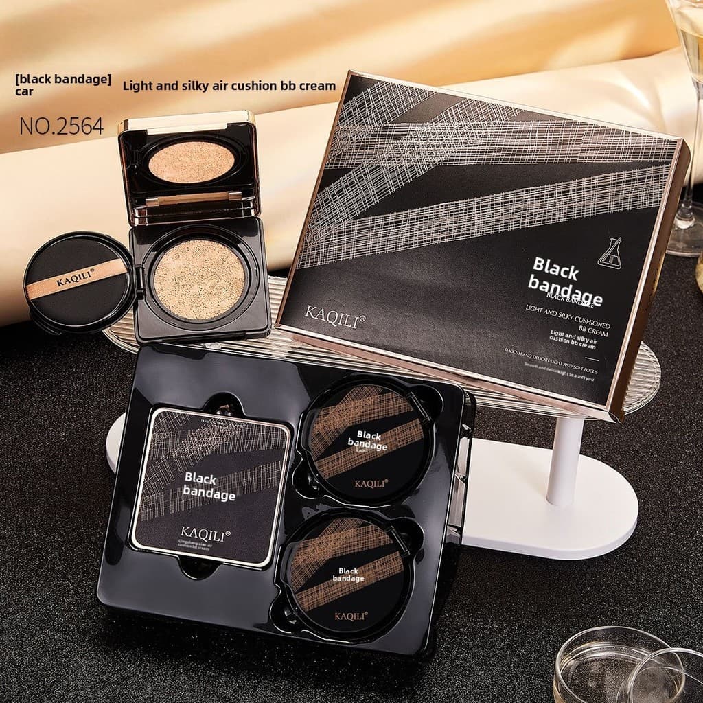 Almofada de ar de bandagem preta BB Cream Compre um e ganhe dois conjunto grátis caixa hidratante corretivo leve almofad