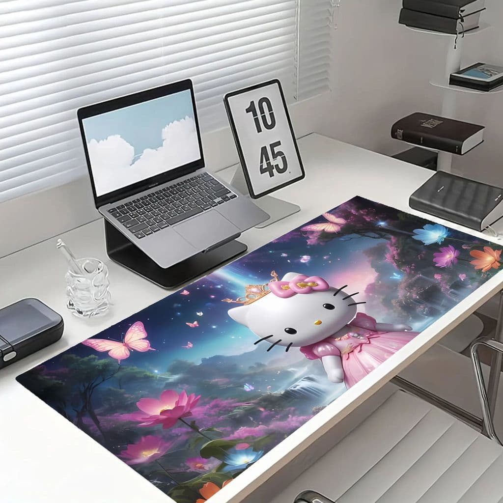 Mousepad Gamer Grande Aesthetic Kawaii Floresta Encantada Gatinha Princesa Deskmat Extra Grande Para Setup Escrivaninha