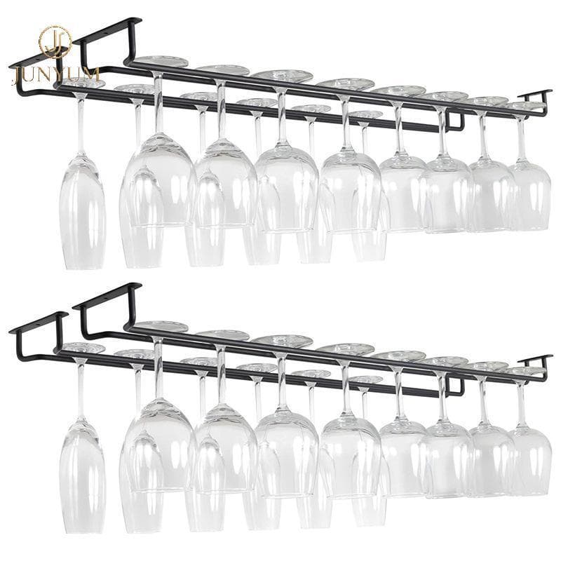 JUNYUM Pendurado Copo De Vinho Ra Bla Montagem Na Parede Sob O Armário Stemware Suporte De Armazenamento Para Casa Bar C