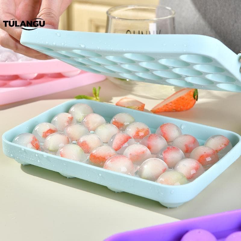 TULANGU 25 Grades Bola Cubo De Gelo Molde Durável Silicone Fácil Liberação Com Capa Para Festa Em Casa BR