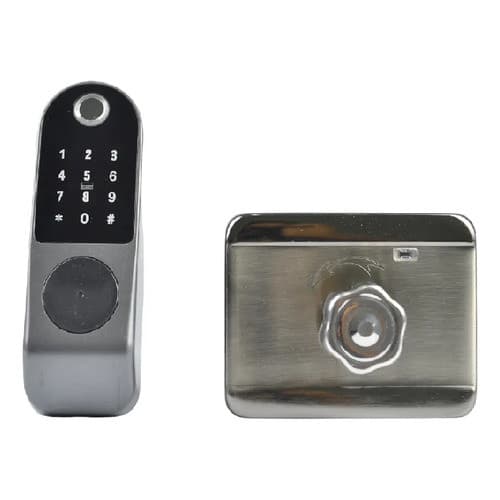 Fechadura Digital Sobrepor 4 Em 1 Aço Escovado Proeletronic Preto E Prata