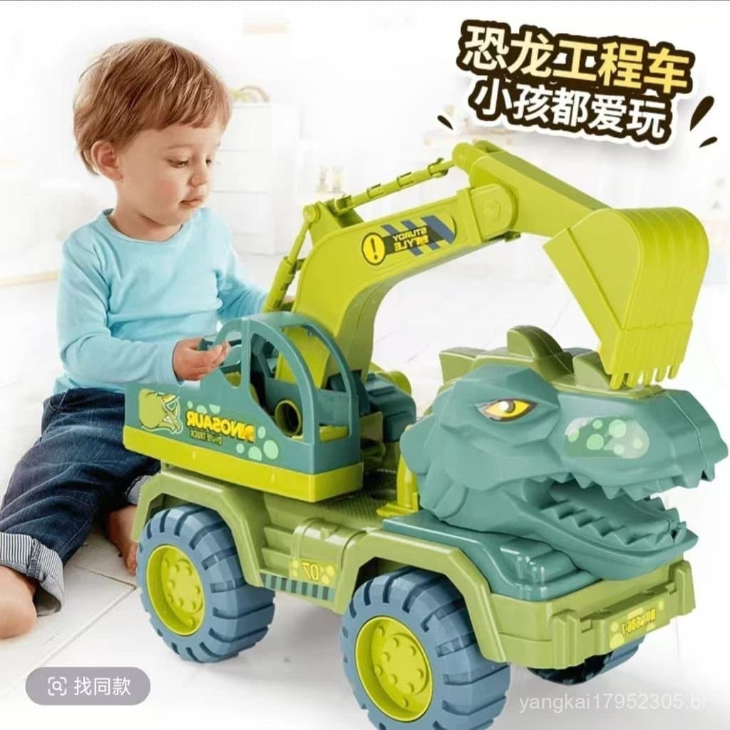 Veículo de construção de dinossauro extra grande, carro escavador de dinossauro, brinquedo infantil, brinquedo de dinoss