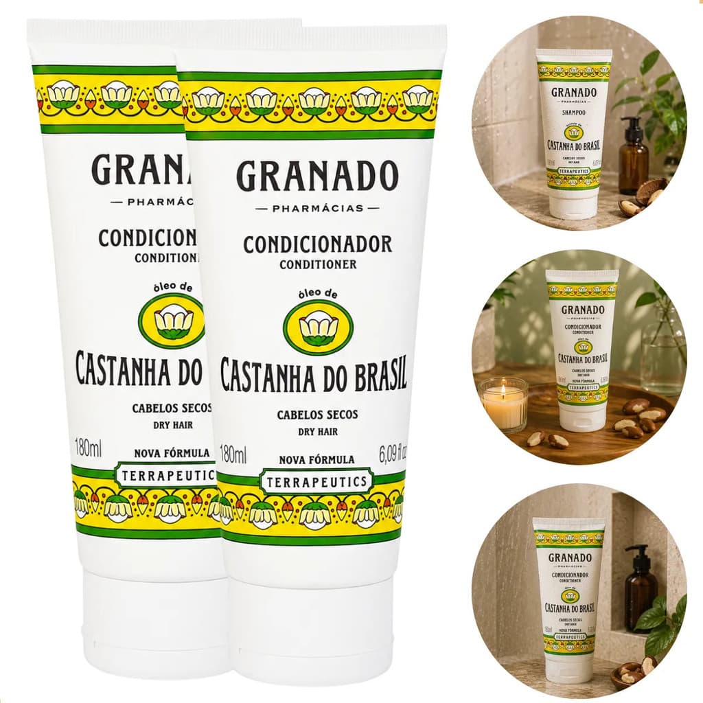 Shampoo & Condicionador Granado Castanha 180ml Cabelos Secos