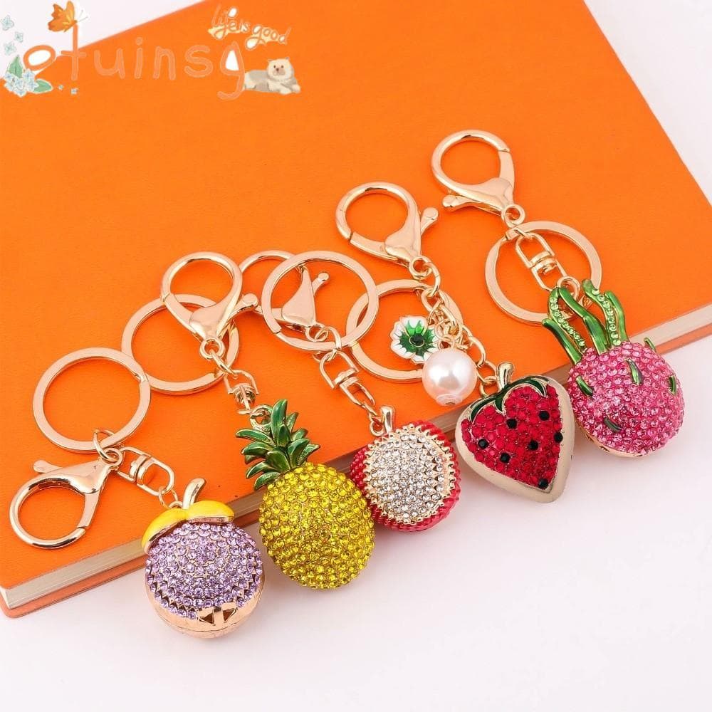 Chaveiro Com Pingente De Saco De Frutas OTUINSG , Simulação De Diamante Completo Em Formato De Coração , Amuletos De Bol