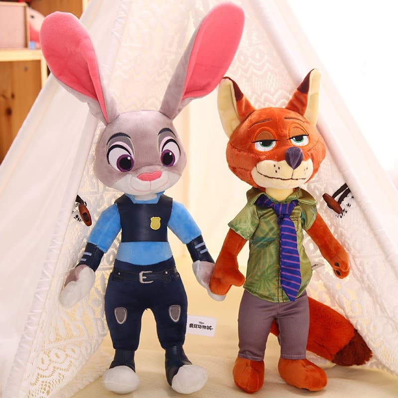 40cm Anime Cartoon Zootopia Brinquedos De Pelúcia Judy Hopps Coelho Nick Wilde Fox Doll Hold Almofada Macia Recheada Par