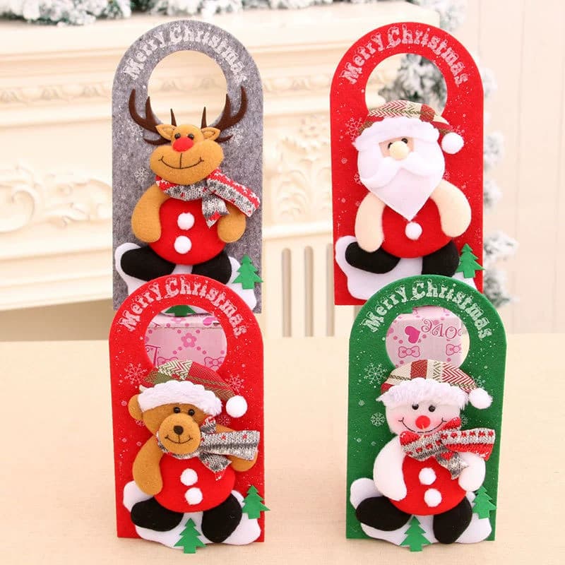 Enfeites De Maçaneta De Porta De Tecido De Natal , Decorações Festivas Suspensas , Perna Longa , Papai Noel , Boneco De
