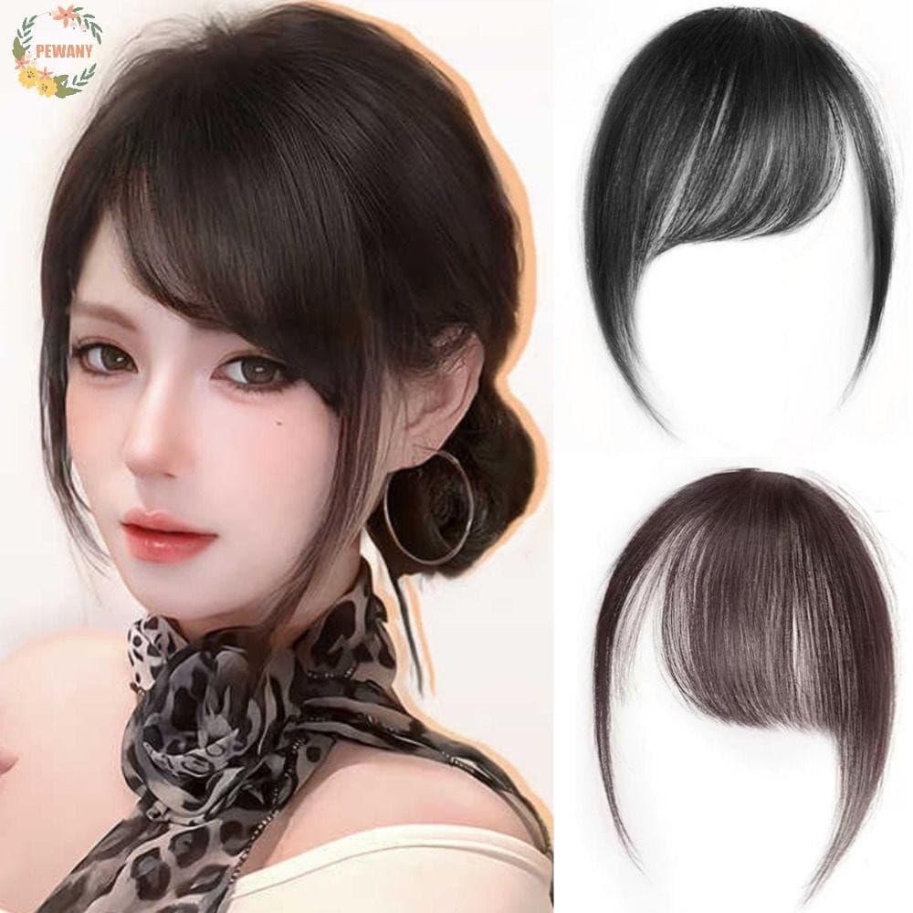 PEEWANY1 Franja Lateral De Cabelo Humano , Clipe Em Extensão Natural , Franjas Frontais Invisíveis Pretas Retas