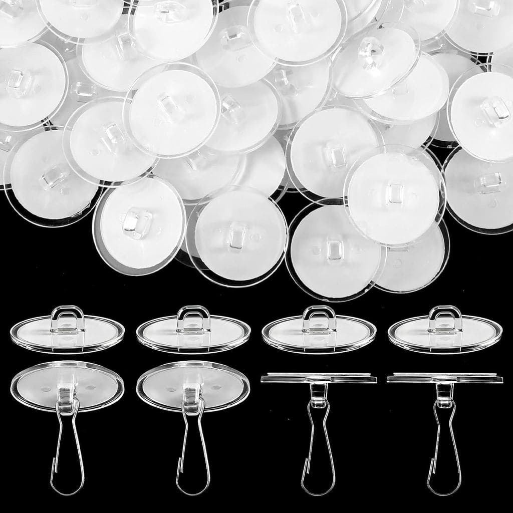 Pacote com 100 Ganchos Adesivos para Teto, Sem Furos, Removíveis, Pequenos Ganchos Transparentes com Disco Adesivo e Gan
