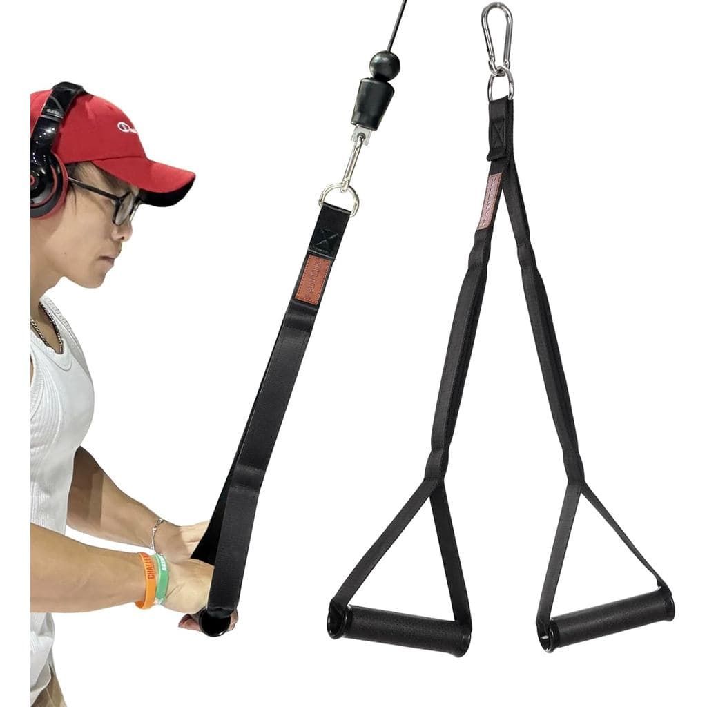 Triceps Rope Handles Gym Cable Machine Attachment TPR Anti Slip Handles 2 Loops Long Strap Fit for Pushdowns Face Pulls