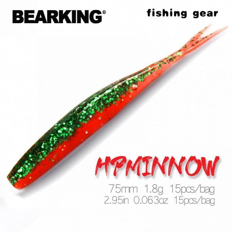 BEARKING 75mm 1.8g 15 peças por lote, novas iscas de pesca, isca macia, isca artificial, iscas de ação rápida para preda