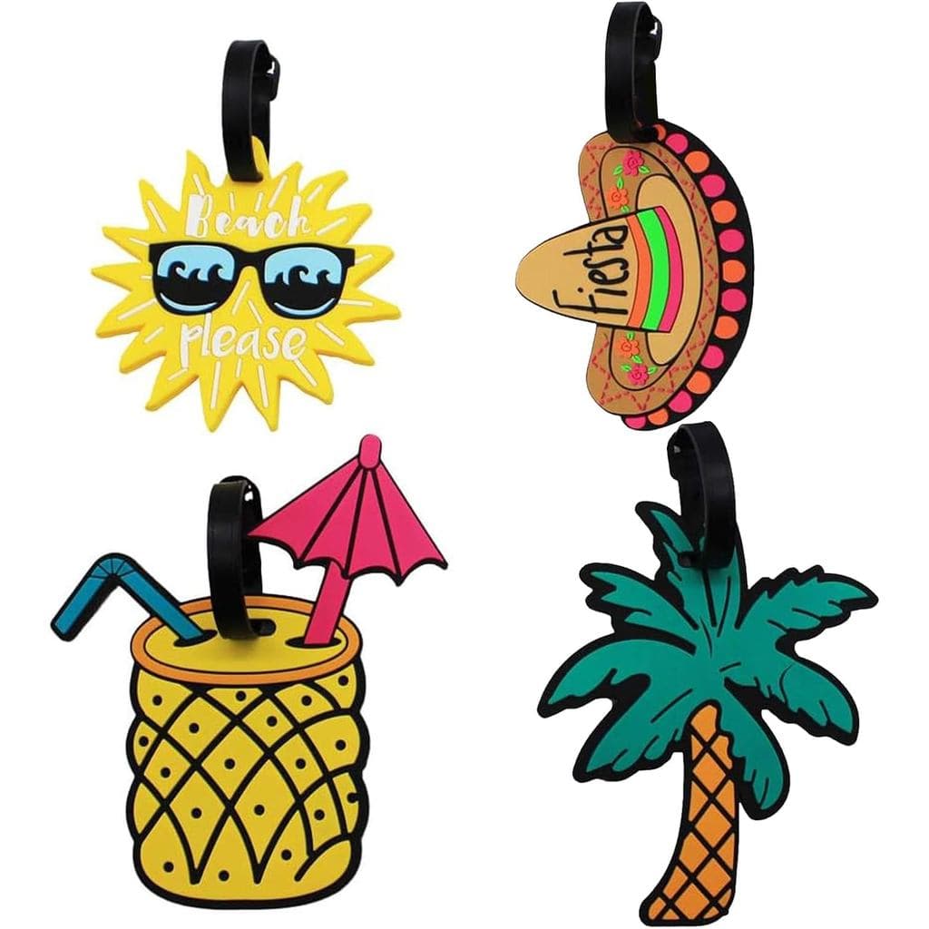 Conjunto de 4 Etiquetas de Bagagem Exclusivas Mziart, Etiquetas Fofas para Identificar Bagagens em Viagens de Verão e Fé