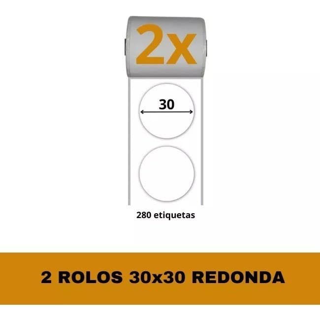 Etiqueta Redonda Adesiva 30x30 Para E210 E Pt260 - 2 Rolos