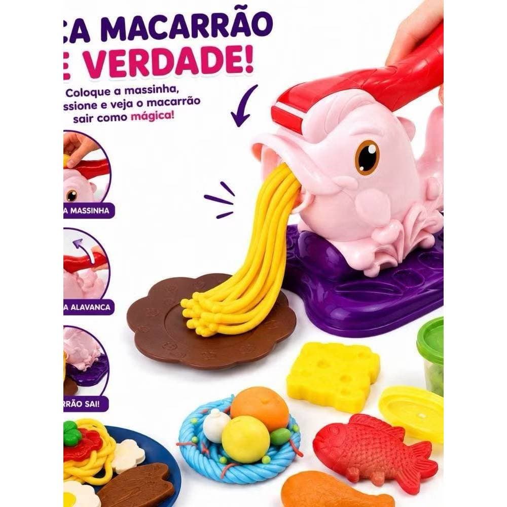 Kit 24 Pçs Massinha C/ Acessórios Criação Macarrão de Cozinha Criativa Super Diversão e Aprendizado Brinquedo Infantil