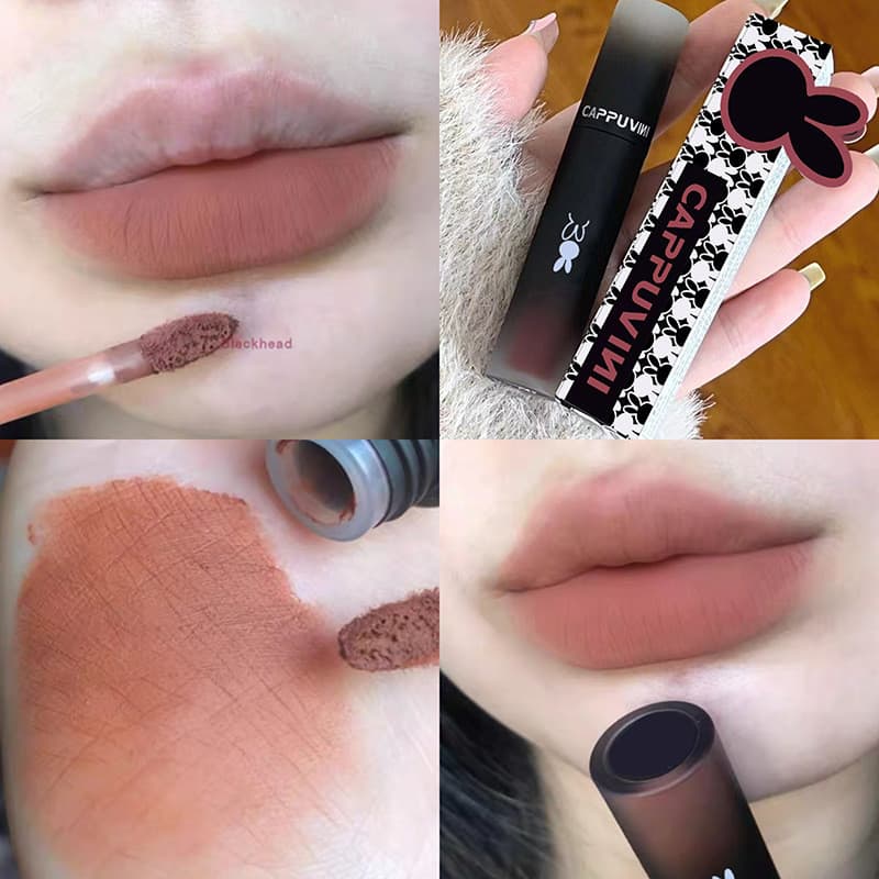 Cappuvini Batom Reversível Macaron Lip Mud Lip Glaze Matte Velvet Brightening Lip Color Batom Acessível para Estudantes