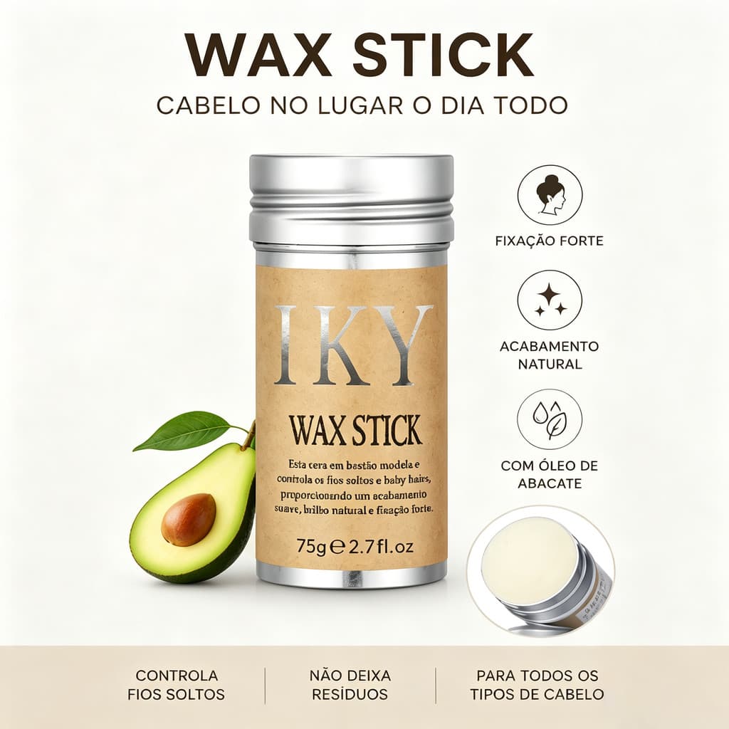 IKTY Hair Wax Stick 75G Pomada Modeladora Bastão De Cera Capilar Anti-Frizz Hidratante Para Organizar Fios Soltos e Pont