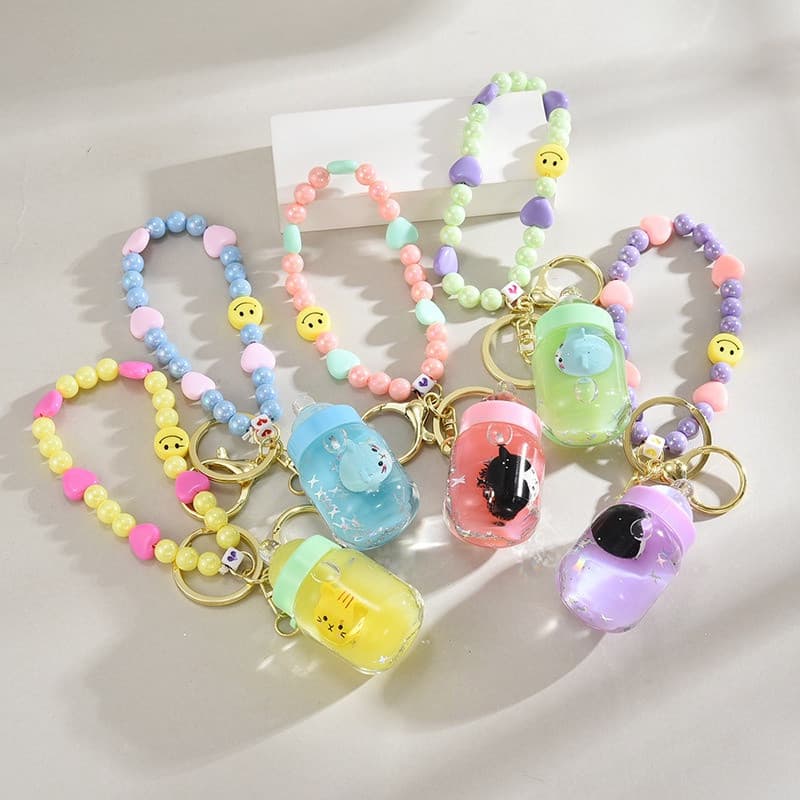 Gatinho fofo em garrafa de gordura chaveiro criativo mochila ornamentos presentes para amigos