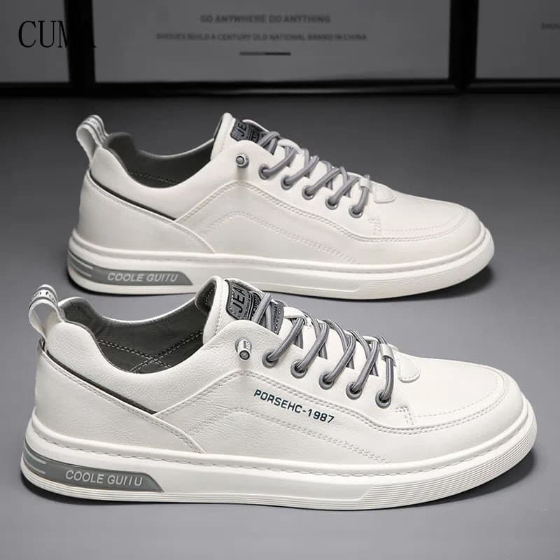 Tênis versáteis 2026, sapatos masculinos da moda, tênis masculinos de primavera, tênis casuais brancos e pretos 7HAB