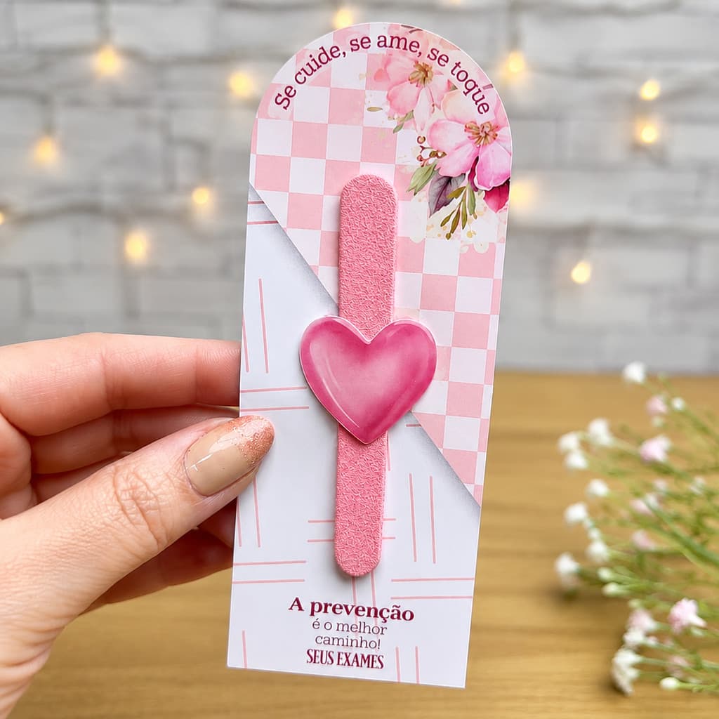 50/100 Card com Lixa de Unha Rosa Mimo Outubro Rosa Lembrancinha Especial