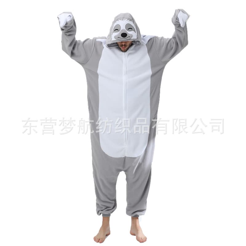 Halloween engraçado preguiça pijamas dos desenhos animados pijamas de uma peça adulto outono inverno casal zíper Loungew