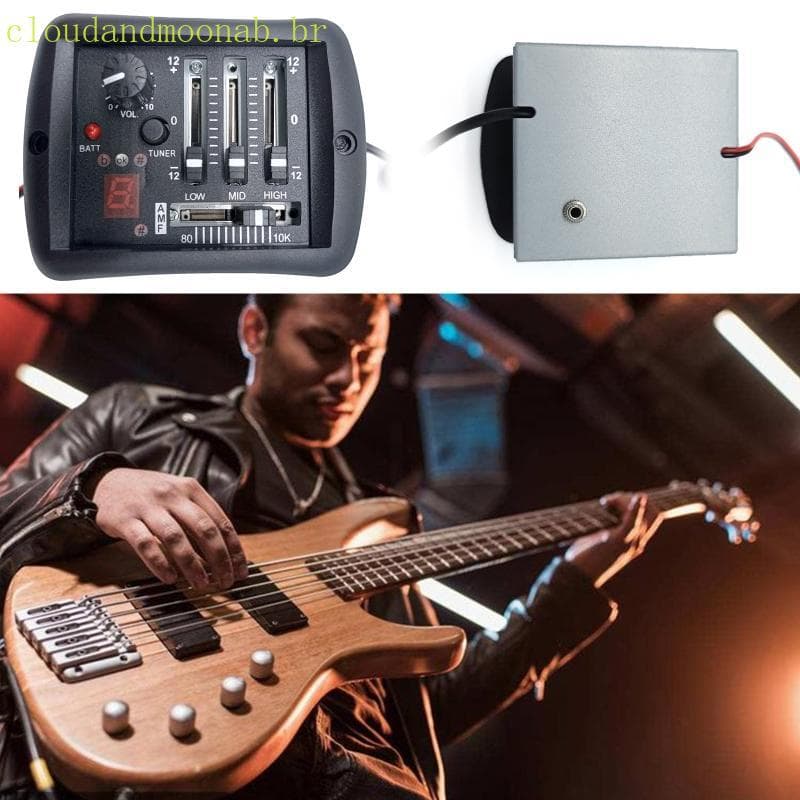 CLO Captador Guitarra Piezo 3 Banda Pré-Amplificador Equalizador Afinador Digital Para Acústica
