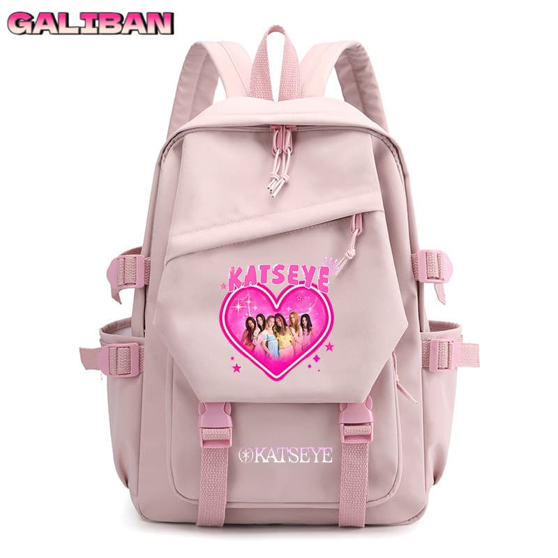 Mochila de lona de grande capacidade da KATSEYE, a mais vendida, para estudantes do ensino fundamental e médio.