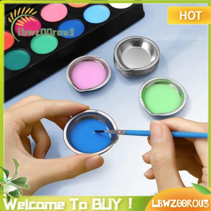 Paleta De Cores De Pintura Mistura De Maquiagem Copos Tinta 50 Peças De Aço Inoxidável Pequenas Bandejas Redondas