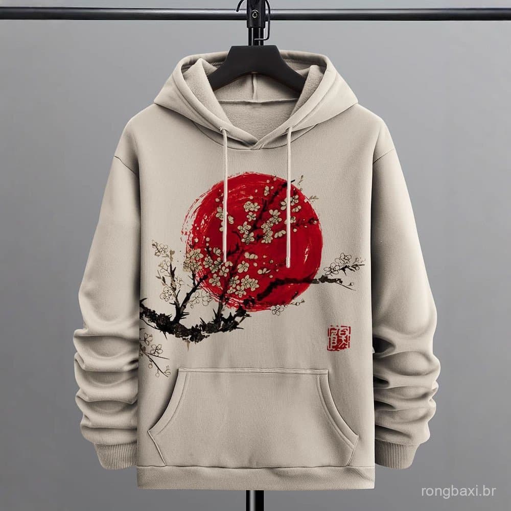 2024 outono inverno jaqueta com capuz moletom 3D impresso estilo japonês padrão masculino Cross-Border novo fabricante.