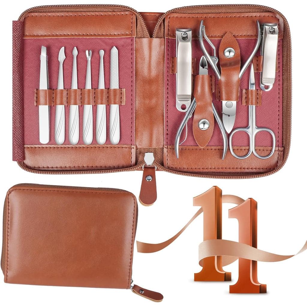 Conjunto de Manicure 11 em 1, Cortadores de Unhas de Aço Inoxidável para Homens, Kit de Manicure para Mulheres, Kit de C