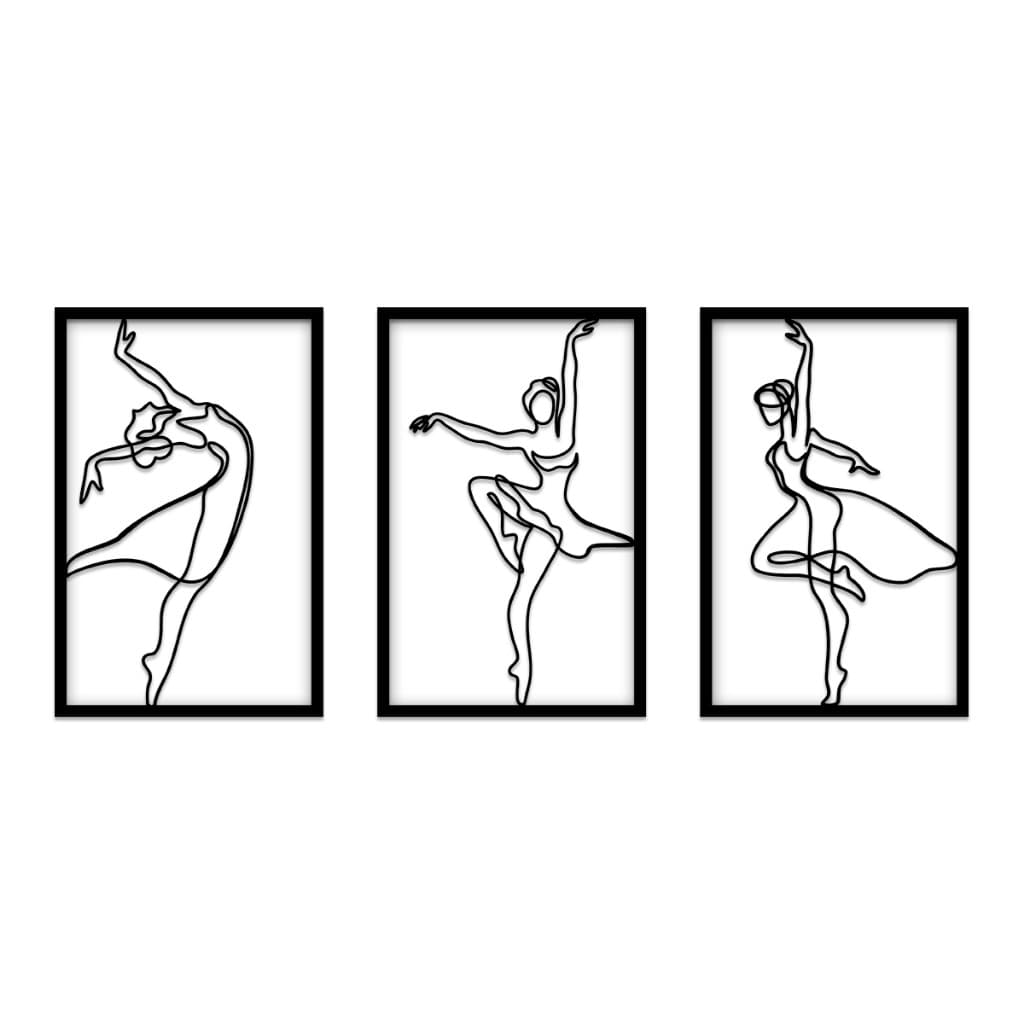 Quadro Decorativo MDF Bailarinas 3mm Moderno e Elegante para Sala e Estúdio
