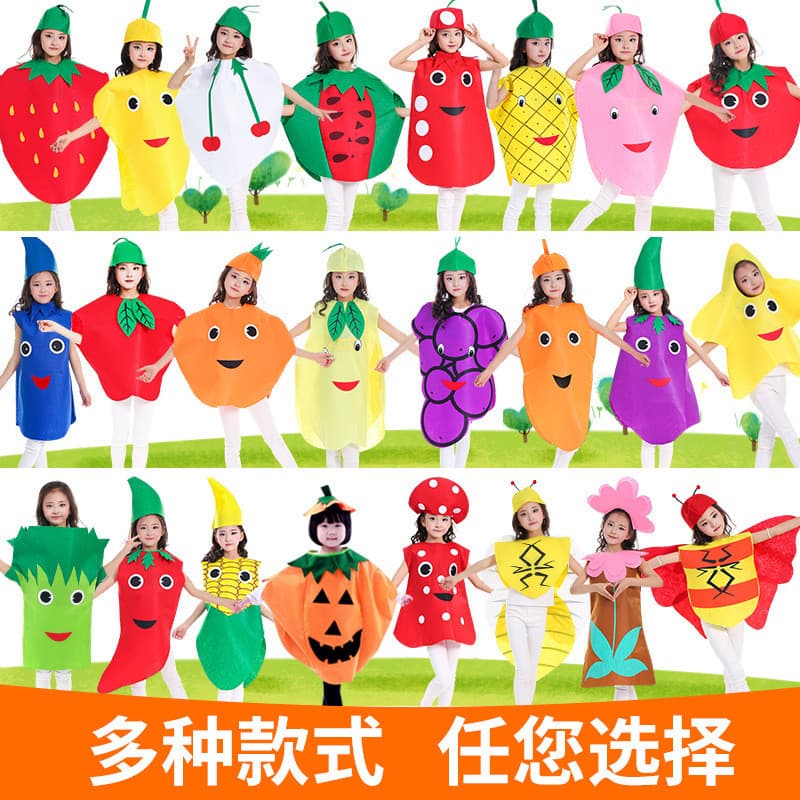 Fantasias de frutas e vegetais, fantasia de cenoura, fantasia de milho, de pimenta, trajes para apresentações d