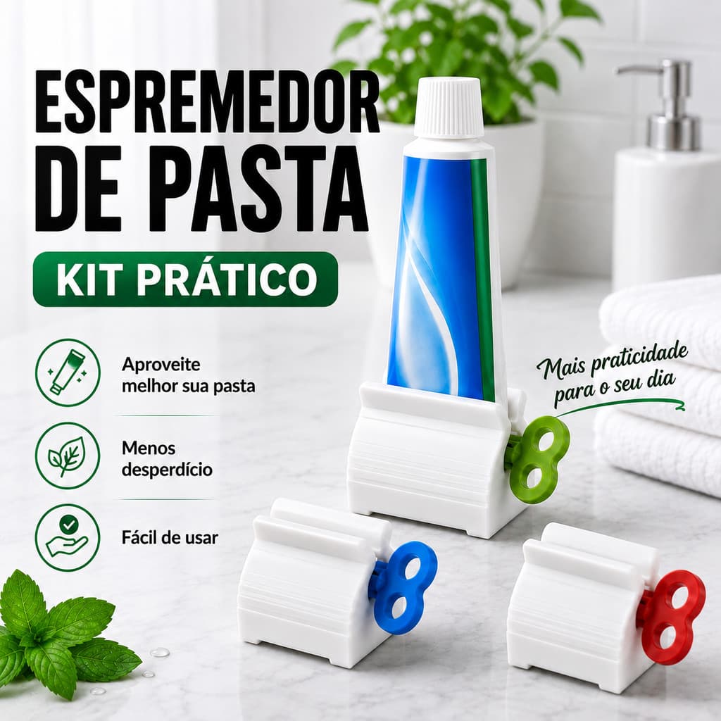 Espremedor de Pasta de Dente Giratório Evita Desperdício, Fácil de Usar e Econômico