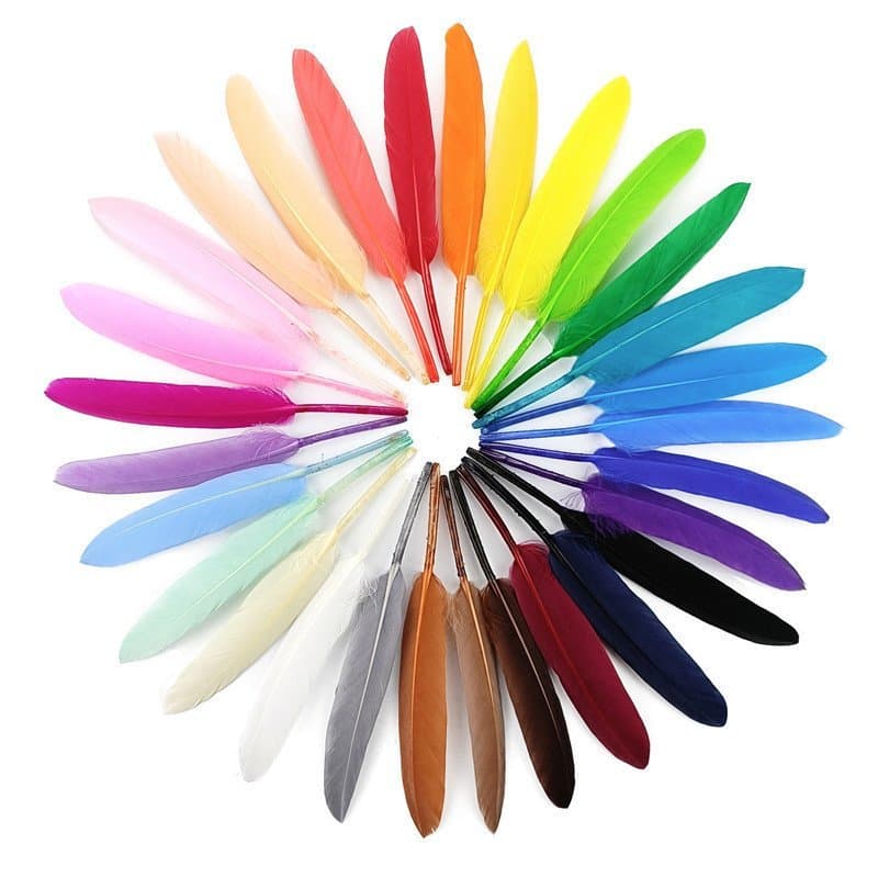 100 peças/lote de penas naturais de pato, usadas para acessórios artesanais; penas coloridas de ganso de 10-15 cm, usada