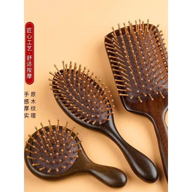 Almofada de ar de sândalo pente airbag massagem pente cabelo longo cabelo encaracolado doméstico pente de madeira cabeça