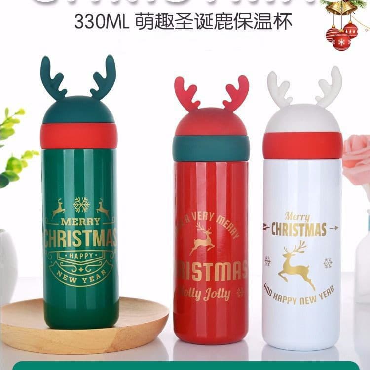 Copo de água papelaria chifres de natal copo térmico 304 aço inoxidável à prova de vazamento copo de água crianças estud