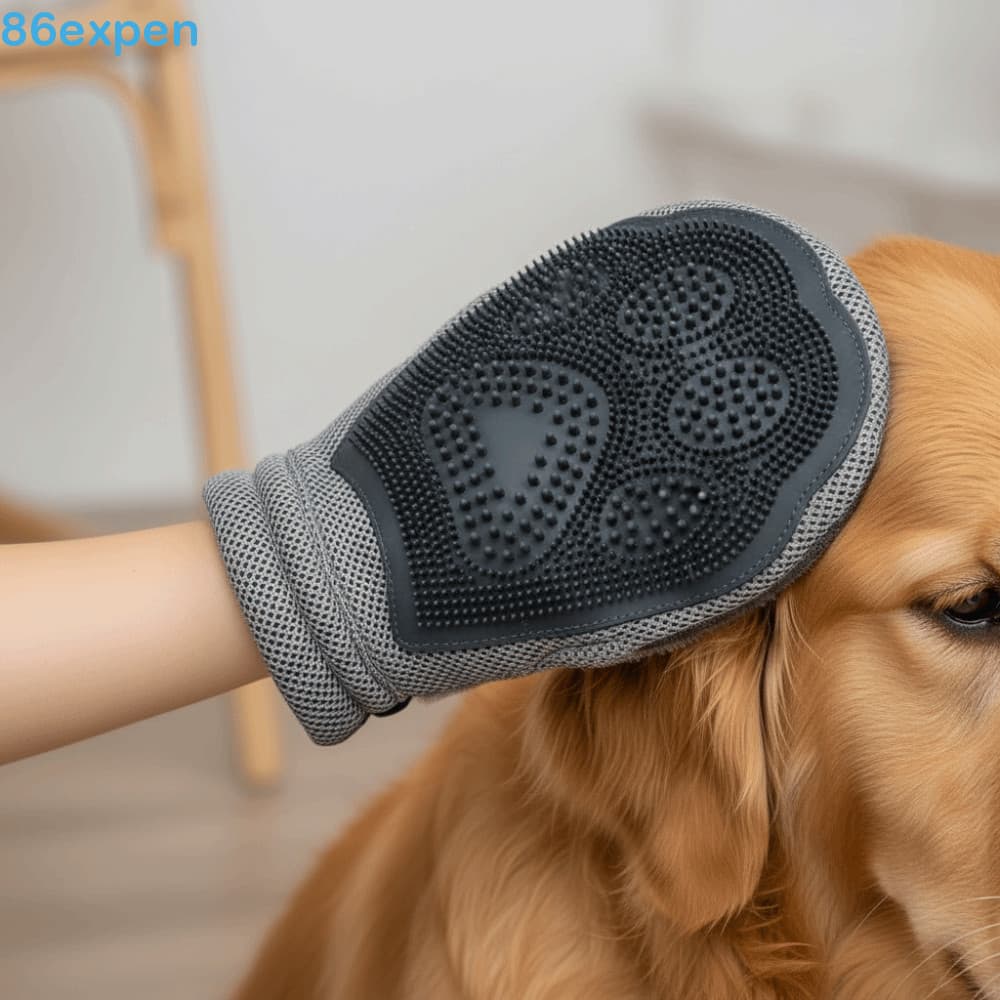 EXPEN1 Luvas Desembaraçadoras Para Animais De Estimação , Luva Eficaz De Dupla Face Remoção De Pelos De Antiderrapantes