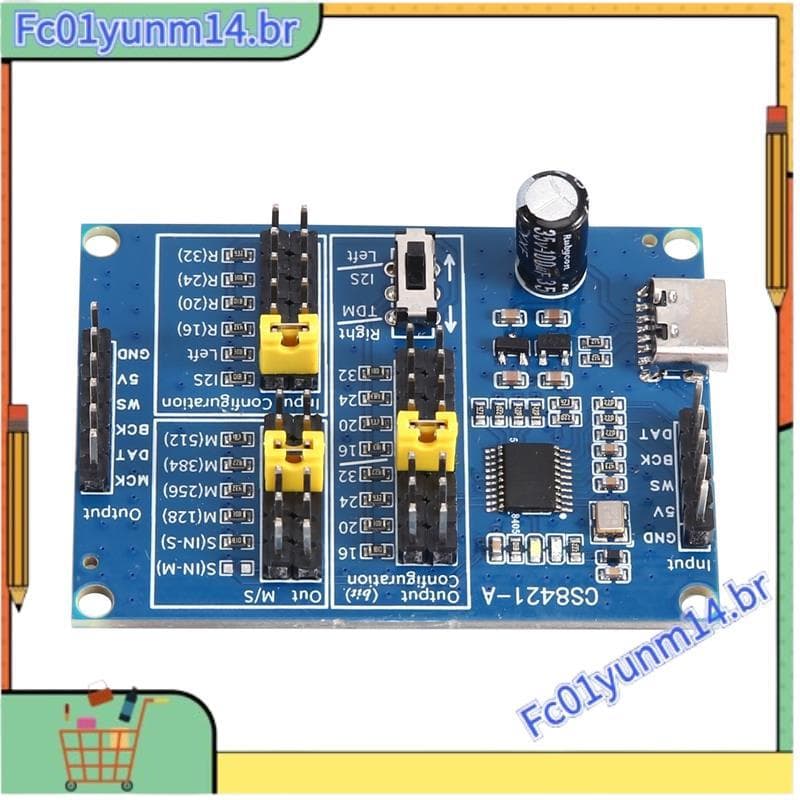 Placa Conversora De Taxa De Amostra CS8421 I2S IIS De 3 Fios Para 4 Com De Interface De Áudio Digital MCLK Master Slave